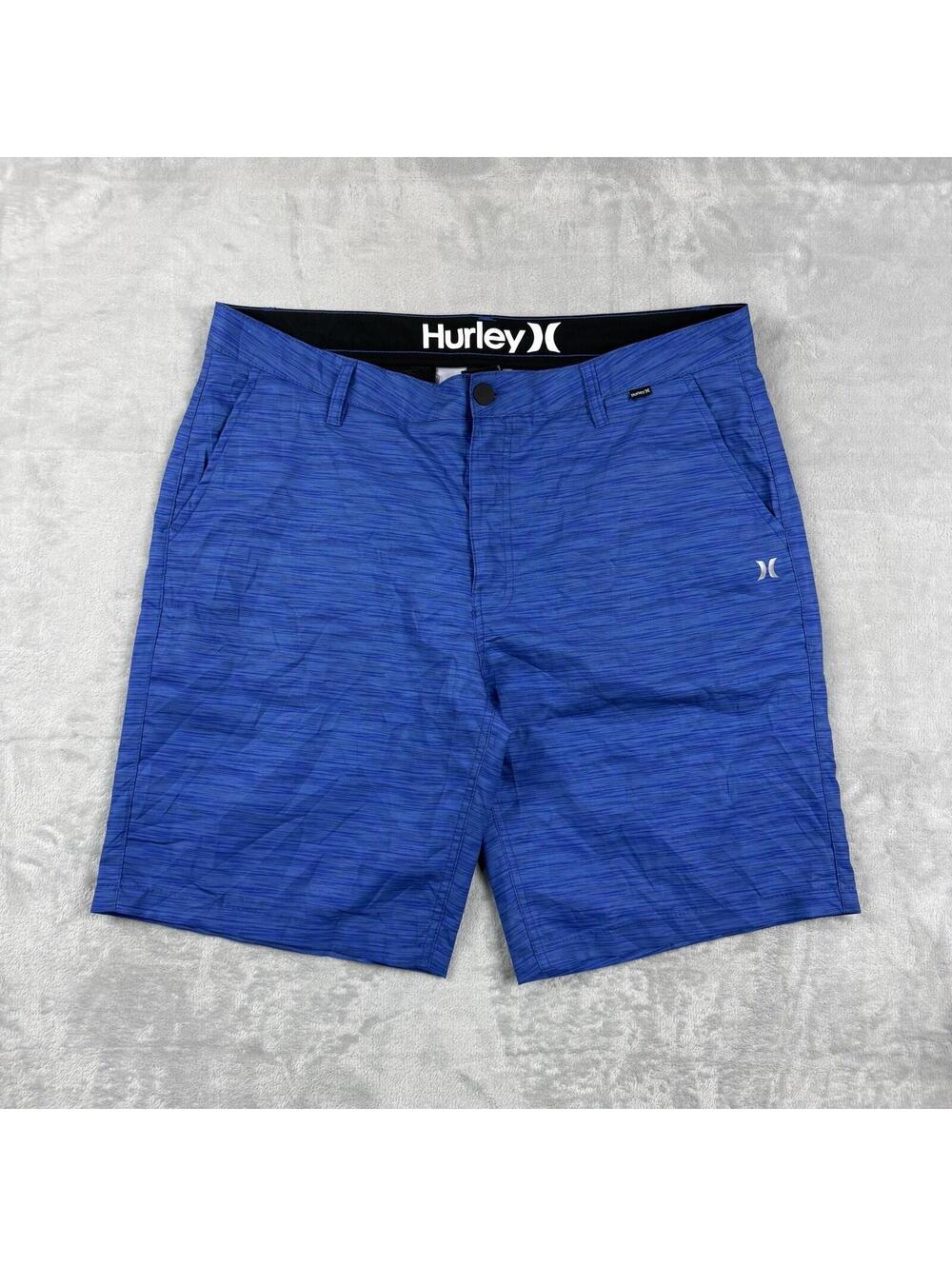 Hurley Hybrid Walk Shorts Blue Stretch Performance Casual Size 38 Golf Summer